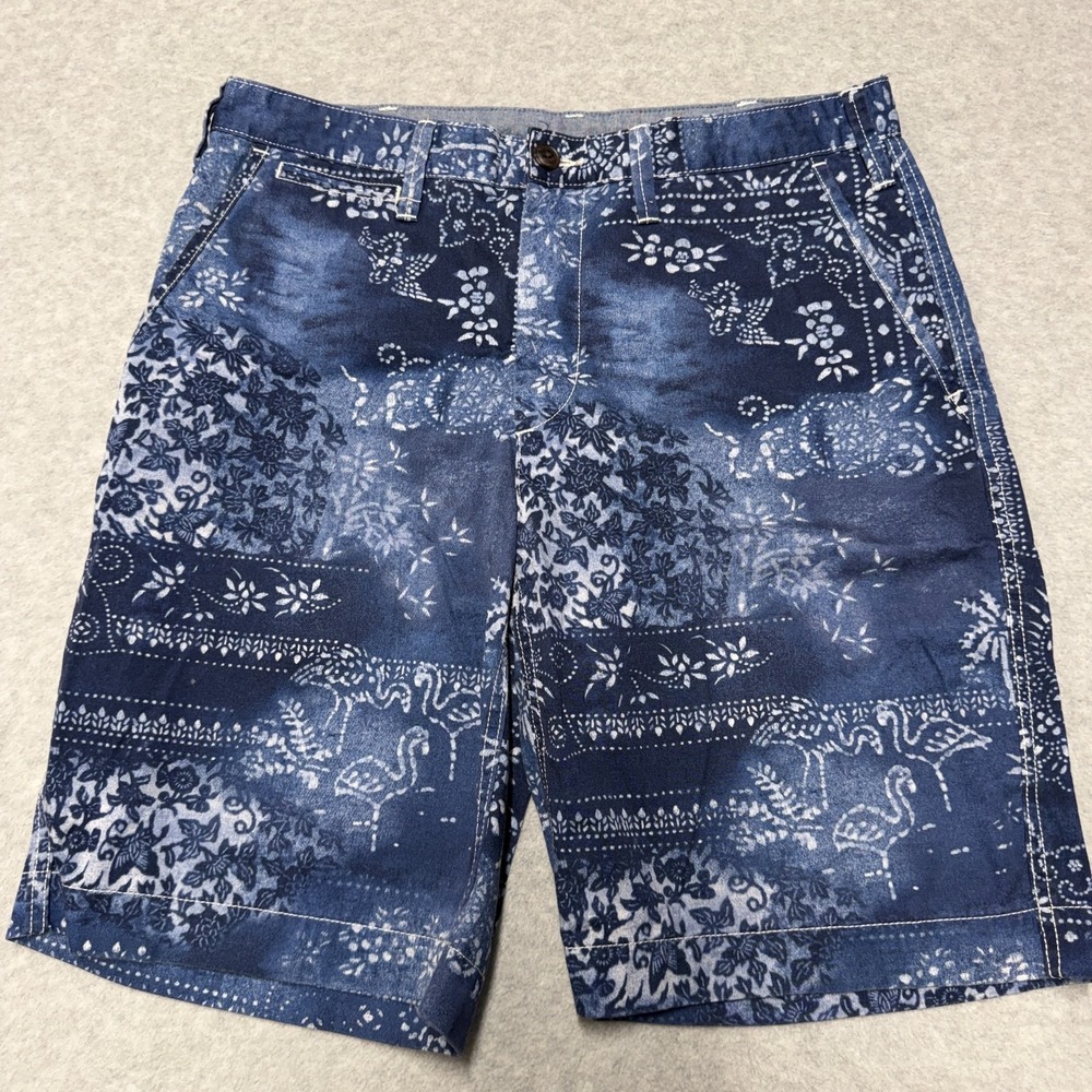 Polo Ralph Lauren Shorts Mens 33 Blue Paisley Chino Cotton 10in Tropical
